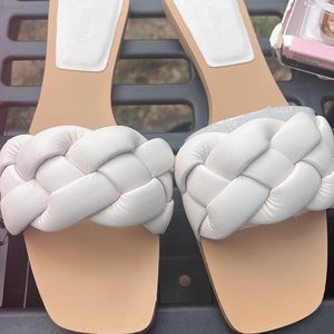 White braided sandals